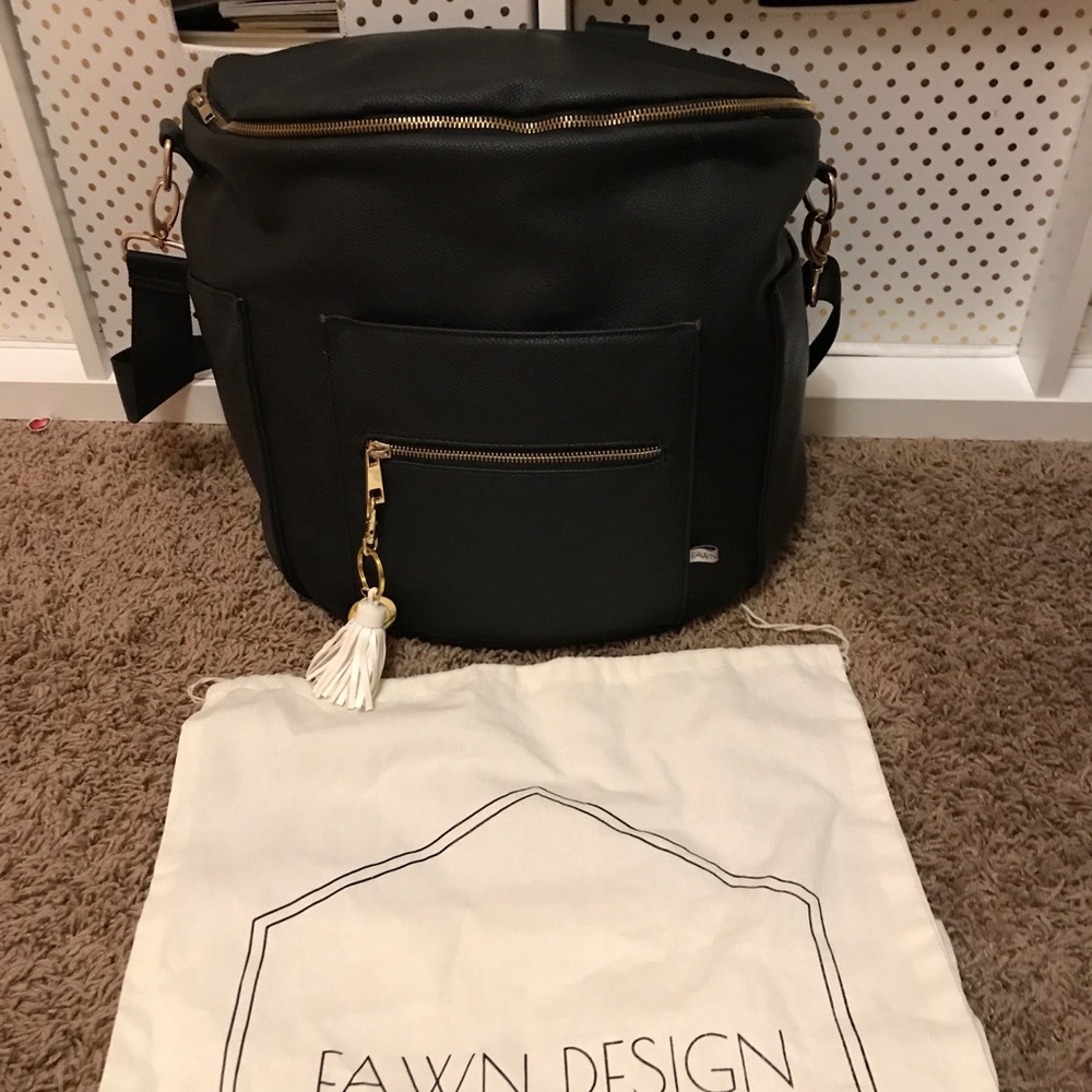 Black fawn design diaper bag full size